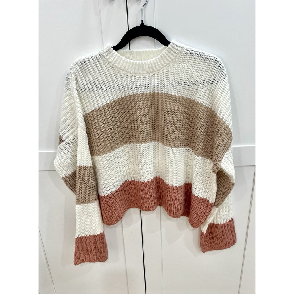 Moon & Madison Striped Knit Cropped Sweater Size M